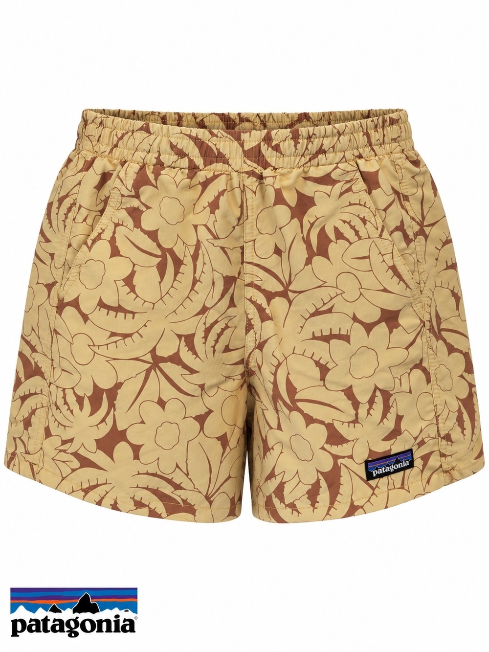 Patagonia Baggies Shorts Womens XS Extra Small Tan Floral Hike Swim Camp Trail